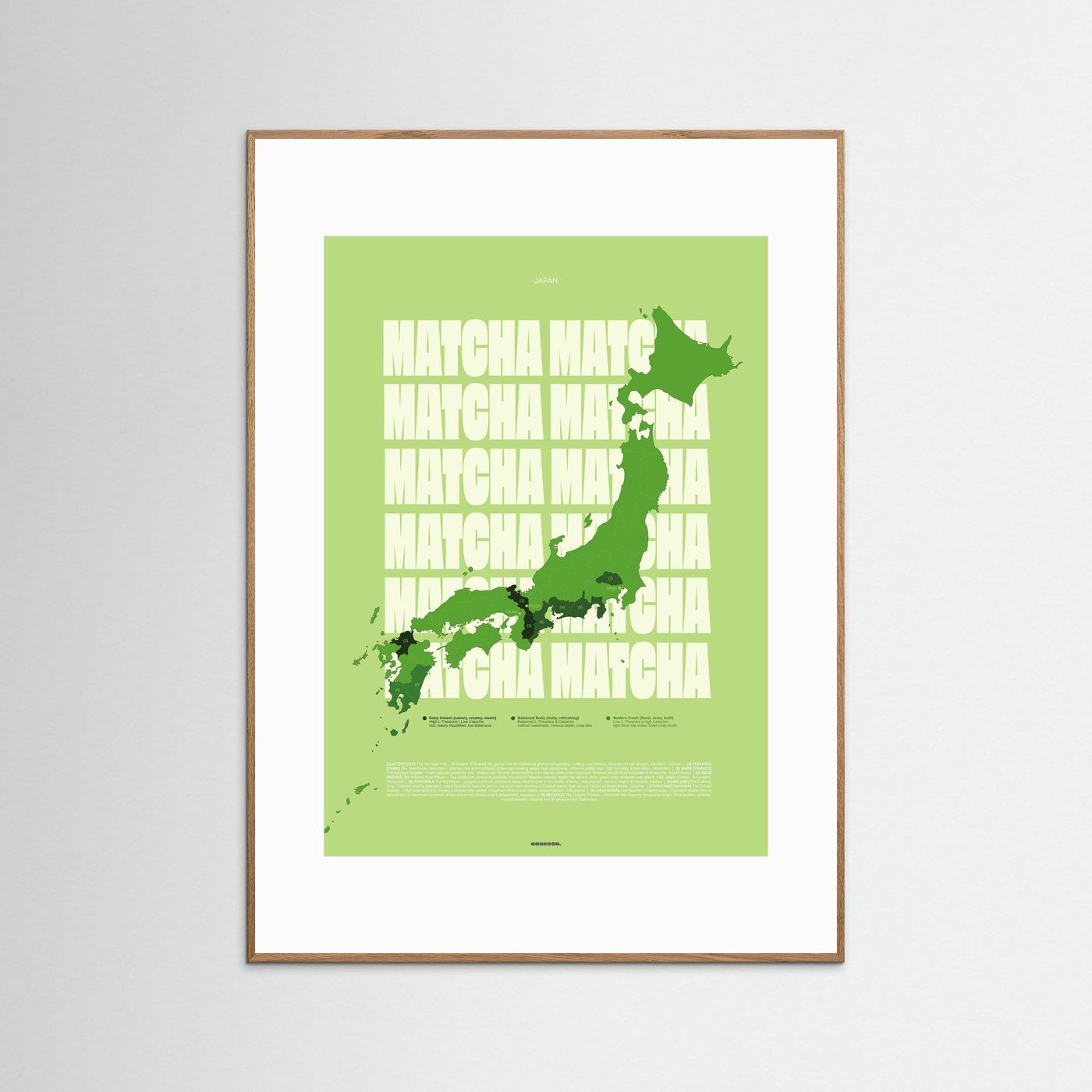 Matcha Regions Map in Green: Japan Tea Guide Poster – Matcha Lover Wall Art – Japanese Green Tea Fan Gift