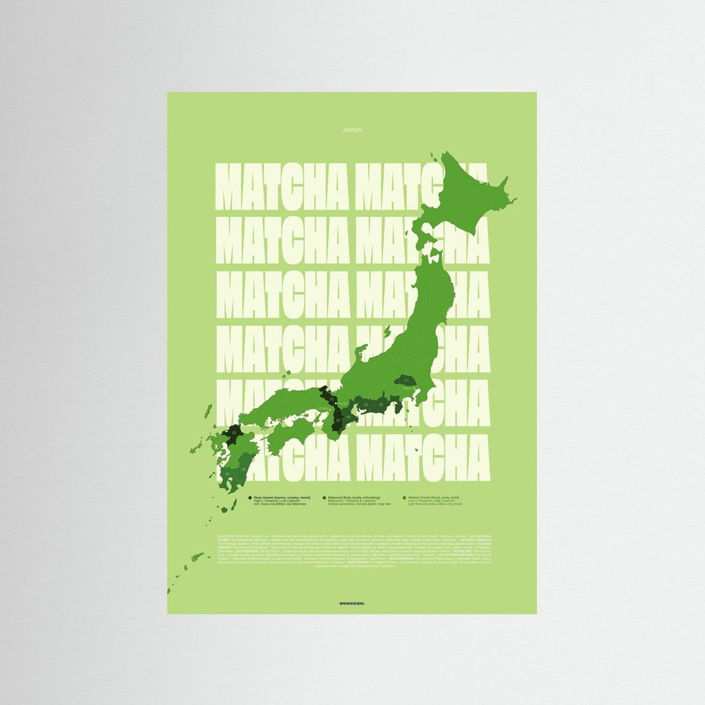 Matcha Regions Map in Green: Japan Tea Guide Poster – Matcha Lover Wall Art – Japanese Green Tea Fan Gift