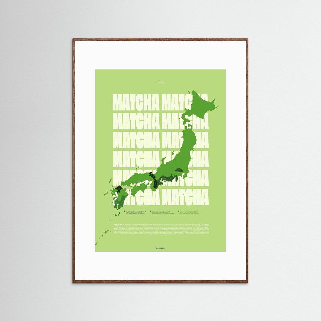 Matcha Regions Map in Green: Japan Tea Guide Poster – Matcha Lover Wall Art – Japanese Green Tea Fan Gift