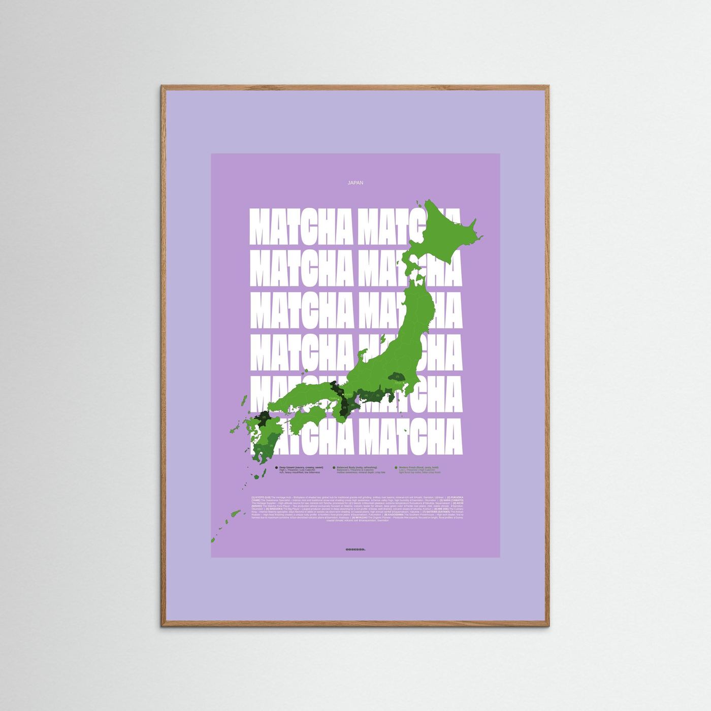 Matcha Regions Map in Lilac & Green: Japanese Green Tea Poster | Matcha Infographic Wall Art | Tea Lover Gift