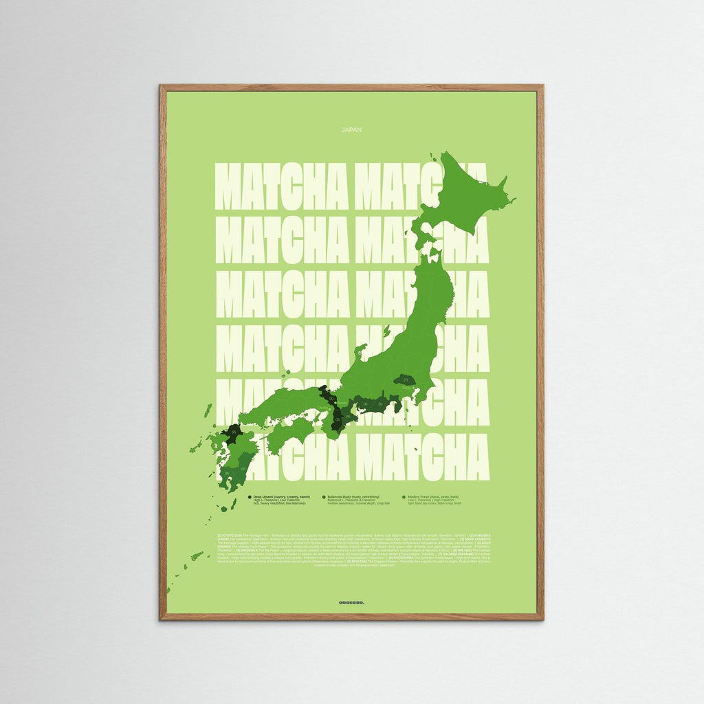 Matcha Regions Map in Green: Japan Tea Guide Poster – Matcha Lover Wall Art – Japanese Green Tea Fan Gift