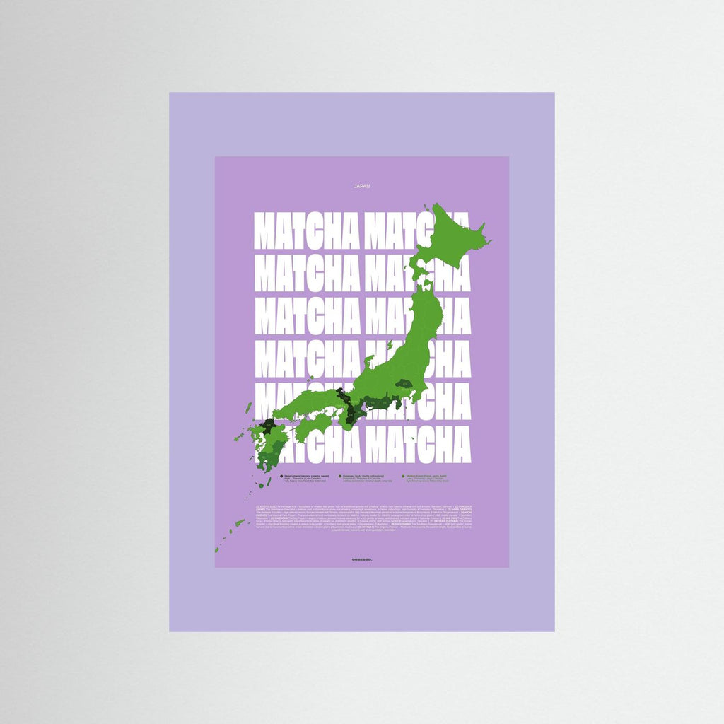 Matcha Regions Map in Lilac & Green: Japanese Green Tea Poster | Matcha Infographic Wall Art | Tea Lover Gift