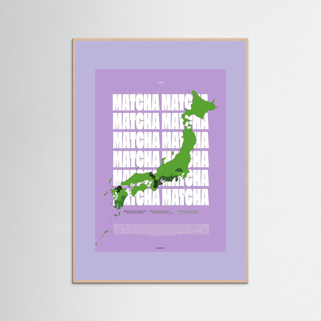 Matcha Regions Map in Lilac & Green: Japanese Green Tea Poster | Matcha Infographic Wall Art | Tea Lover Gift