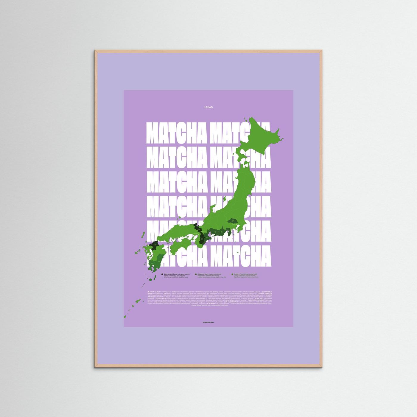 Matcha Regions Map in Lilac & Green: Japanese Green Tea Poster | Matcha Infographic Wall Art | Tea Lover Gift