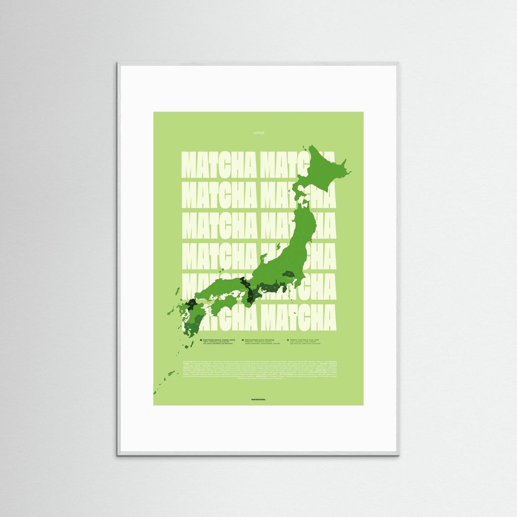 Matcha Regions Map in Green: Japan Tea Guide Poster – Matcha Lover Wall Art – Japanese Green Tea Fan Gift