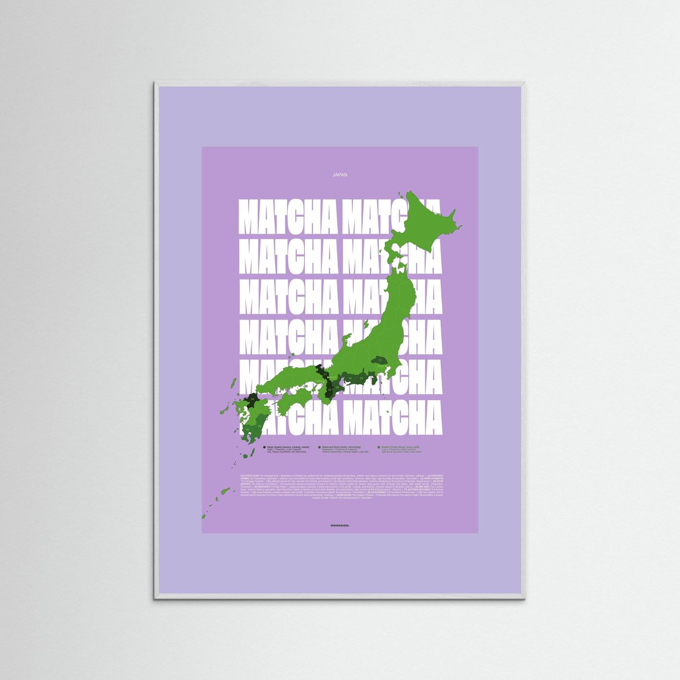 Matcha Regions Map in Lilac & Green: Japanese Green Tea Poster | Matcha Infographic Wall Art | Tea Lover Gift