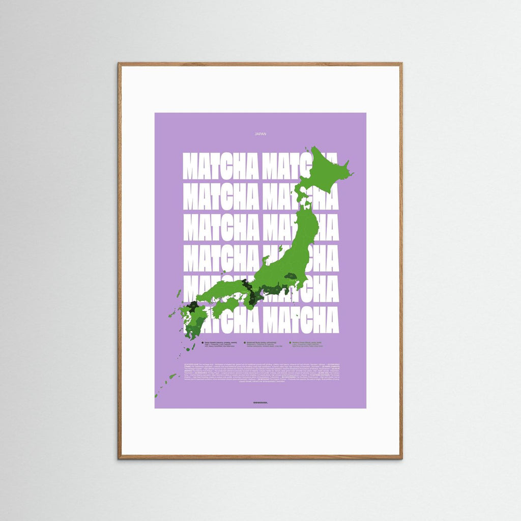 Matcha Regions Map in Lilac & Green: Japanese Green Tea Poster | Matcha Infographic Wall Art | Tea Lover Gift