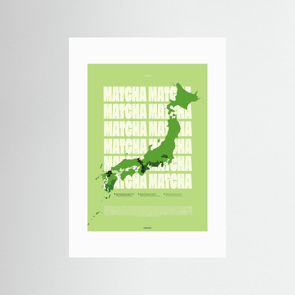 Matcha Regions Map in Green: Japan Tea Guide Poster – Matcha Lover Wall Art – Japanese Green Tea Fan Gift