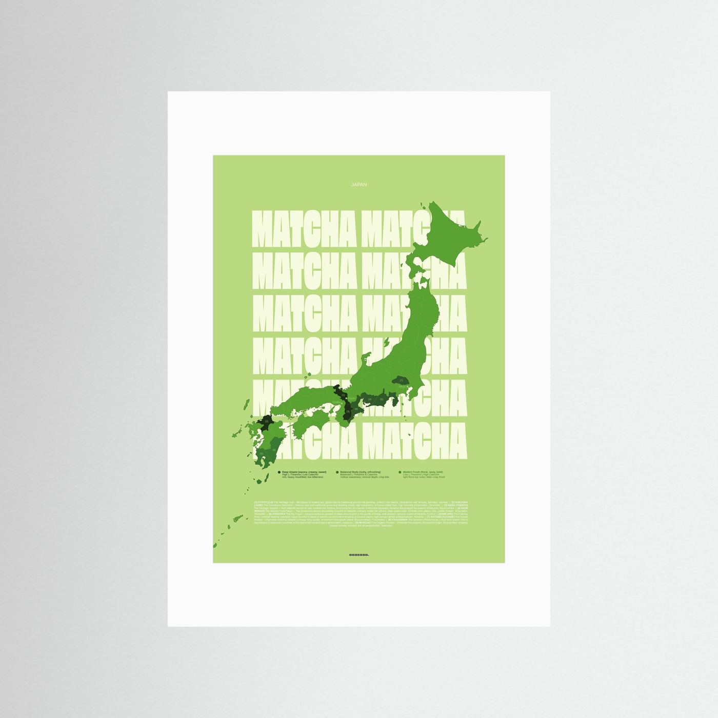 Matcha Regions Map in Green: Japan Tea Guide Poster – Matcha Lover Wall Art – Japanese Green Tea Fan Gift