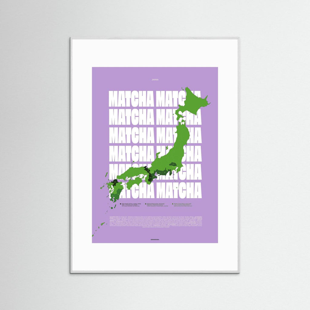 Matcha Regions Map in Lilac & Green: Japanese Green Tea Poster | Matcha Infographic Wall Art | Tea Lover Gift