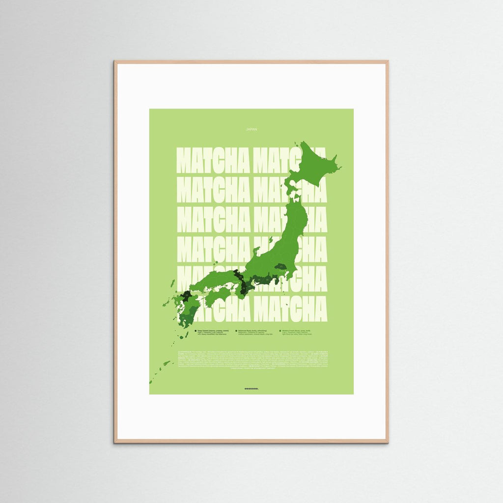 Matcha Regions Map in Green: Japan Tea Guide Poster – Matcha Lover Wall Art – Japanese Green Tea Fan Gift