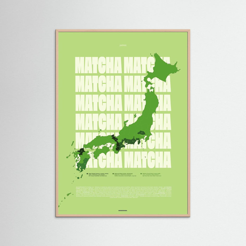 Matcha Regions Map in Green: Japan Tea Guide Poster – Matcha Lover Wall Art – Japanese Green Tea Fan Gift